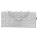 Dior Silver Iridescent Lambskin Cannage Lady Dior Convertible Clutch