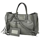 Balenciaga Gray Leather Paper A6 Zip-Around Handbag