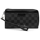 Louis Vuitton Black Damier Graphite Dragonne Zippy Long Wallet
