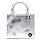 Dior Silver Medium Calfskin Patch Embellished Lady Dior