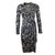 Diane Von Furstenberg Robe enveloppe Soie Noir Blanc  ref.5143