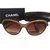 Chanel lunettes de soleil camélias Cuir Plastique Marron clair Caramel  ref.5287