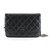 Wallet On Chain Chanel Bolsos de embrague Negro Cuero  ref.5308