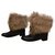 Christian Louboutin Fox fur boots Black Leather  ref.17302