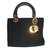 Lady Dior Dior Handbags Black Cloth  ref.17845