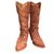 Jean Paul Gaultier Lace leather cowboy boots Beige Caramel  ref.26908