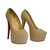 Christian Louboutin Calcanhares Bege Couro  ref.27896
