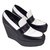 Céline Wedge Loafers Black White Leather  ref.28991