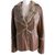 Balmain  Leather Fur Jacket Brown  ref.31582