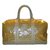 FENDI  vintage sac de voyage tissu Zucchino beige Cuir Toile Marron  ref.32412