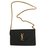 Yves Saint Laurent Sac monogramme en cuir texturé grain de poudre matelassé noir avec chaîne  ref.32550