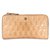 Fendi Lange Brieftasche aus Leder mit rundem Reißverschluss Beige Lackleder  ref.32539