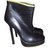 Yves Saint Laurent Tribute Patent Short Boots Schwarz Leder  ref.33337