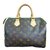 Speedy Louis Vuitton Handbag Brown Leather Cloth  ref.33982