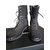 Chanel Boots Black Tweed Deerskin  ref.33984