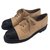 Chanel Lace ups Bege Couro  ref.35927