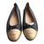 Chanel Zapatillas de ballet Negro Cuero  ref.36895
