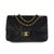 Timeless Chanel Flap Bag forrado de piel de cordero medio Negro Cuero  ref.37064