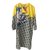 Etro Vestido de seda amarelo e estampado Multicor Casimira  ref.37708