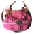 Lancel Handtasche Pink Weiß Leder Tuch  ref.37776
