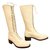 Free Lance Boots White Leather Cloth  ref.38496