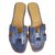 Hermès Sandálias planas Oran em crocodilo Azul Couros exóticos  ref.41620
