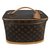 Louis Vuitton Buen caso de la vanidad Castaño Cuero Lienzo  ref.42280