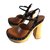 Prada scarpe con tacco Brown Leather  ref.42678