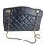 Chanel Vintage beau sac porté épaule cuir bleu marine  ref.43597