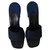 CHANEL Sandals Black Blue Denim  ref.44051