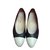 Chanel Sapatilhas de ballet Branco Azul marinho Couro  ref.44348