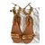Ancient Greek Sandals Sandálias NYX Bege Dourado Couro Cadeia  ref.44445