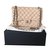 Chanel Bolso clásico con solapa forrada Beige Cuero  ref.44687