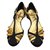 Chanel bailarinas Preto Dourado  ref.44990