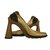 Miu Miu  Quilted  Leather  Gold Square Toe Lord of the Rings Heels Golden Suede  ref.45170