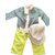 Baby Dior Outfits Weiß Grün Grau Baumwolle  ref.46189