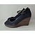 Décolleté con zeppa Comptoir Des Cotonniers in Pelle Blu Navy e Nero 41 Marrone scuro - vista 3