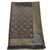 Louis Vuitton clásico monograma bufanda marrón y dorado brillo Castaño Seda  ref.47345