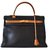 Hermès KELLY 35 BI-MATIERE Cuirs exotiques Noir Beige  ref.47374