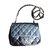 Chanel square mini timeless Navy blue Leather  ref.47453