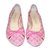 Louis Vuitton Ballet flats Pink Leather Cloth  ref.48113