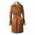 Manteau en peau lainée Céline Cuir Fourrure Caramel  ref.52415