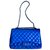 Classique Chanel Timeless maxi jumbo Cuir vernis Bleu  ref.52556