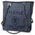 Chanel Deauville Dark grey Leather Cloth  ref.54058