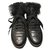 Baskets montantes Gucci modèle CODA en cuir noir et fourrure naturelle  ref.54641