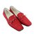 Chanel Flats Red Pony-style calfskin  ref.54681