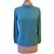 Autre Marque Pull Mark Adam NY turquoise col rond montant Soie  ref.55472