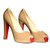 Christian Louboutin Heels Beige Patent leather  ref.56109