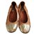 Lanvin Sapatilhas de ballet Bege Dourado Couro  ref.56783