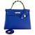 Hermès Kelly 32 Au trot Número de série "Au Trot" Azul Couro  ref.58281